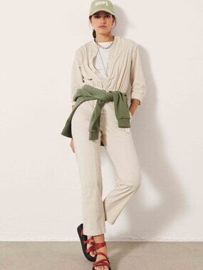 NWT ba&sh Paros Modern Utility Jumpsuit Greige Size Small